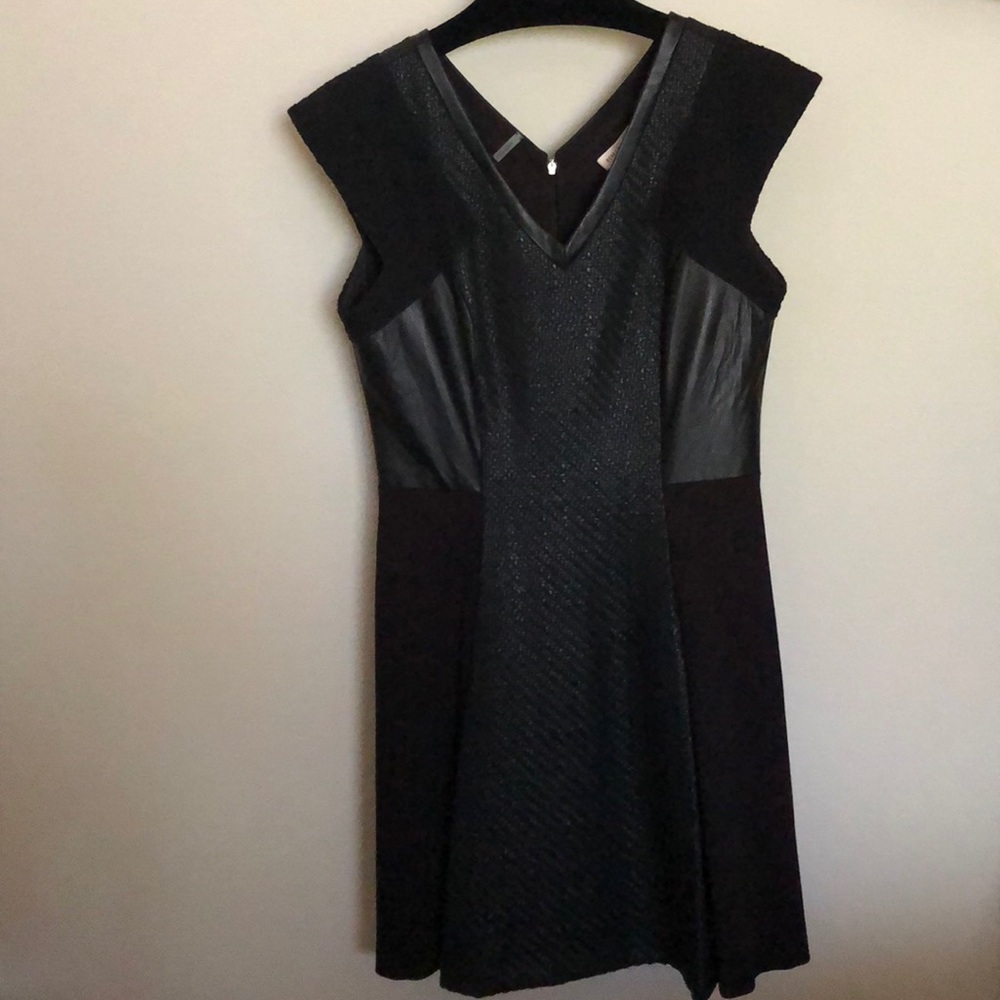Rebecca Taylor Mixed Material Fit & Flare Dress